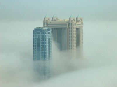 Fairmont Hotel in fog