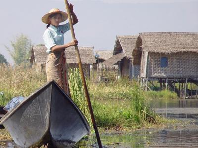 Inle Lake woman in boat