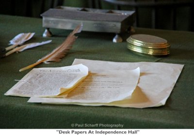 073  Desk Papers At Independence Hall.JPG