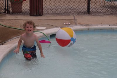 Liam in his beloved baby pool