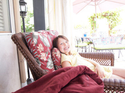 Reagan chilling out at Grandma and Grandpa's house