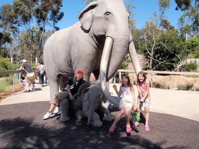 The girls and Tristan hanging with the Elephants
