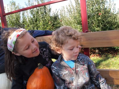 Reagan and Liam on the hay ride back