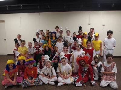 The cast of Wonderland before the show still getting in costume