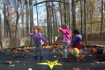 Reagan, Rory and Harper jumping around (reagan in purple)