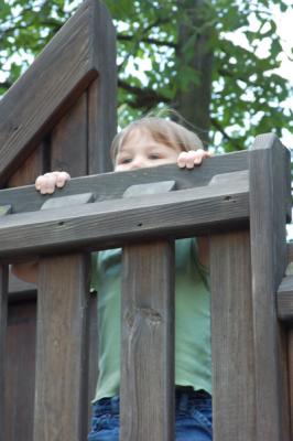 Reagan climbing the castle walls