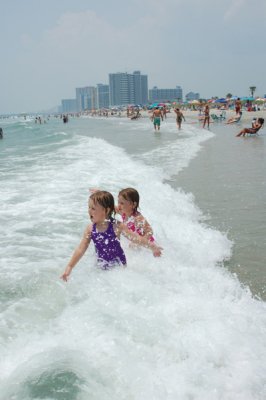 Playing in the waves