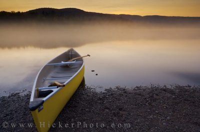 Canoe on the shore of Lac Monroe Quebec