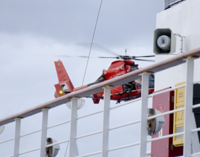 U.S Coast Guard medical evacuation of an injured passenger
