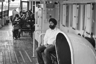 This man managed to find his own peace amongst the hustle and bustle of the star ferry