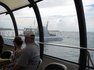 On the way to the submarine.