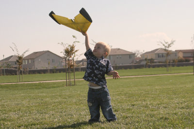 Joshua playing with Eric's old RC wing