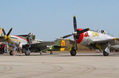 Flight preperations, and comparative sizes of P-51 and  P-47