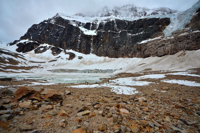 Edith Cavell pond & Hanging Glacier Jasper NP