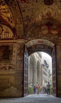 Looking out to the Piazza della Signoria