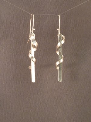 Sterling dangles with a hammered bar and twisted over-lay.