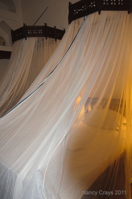 Hotel Beds Draped with Mosquito Net