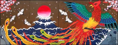 Phoenix Rising, 20' x 8' mural/background