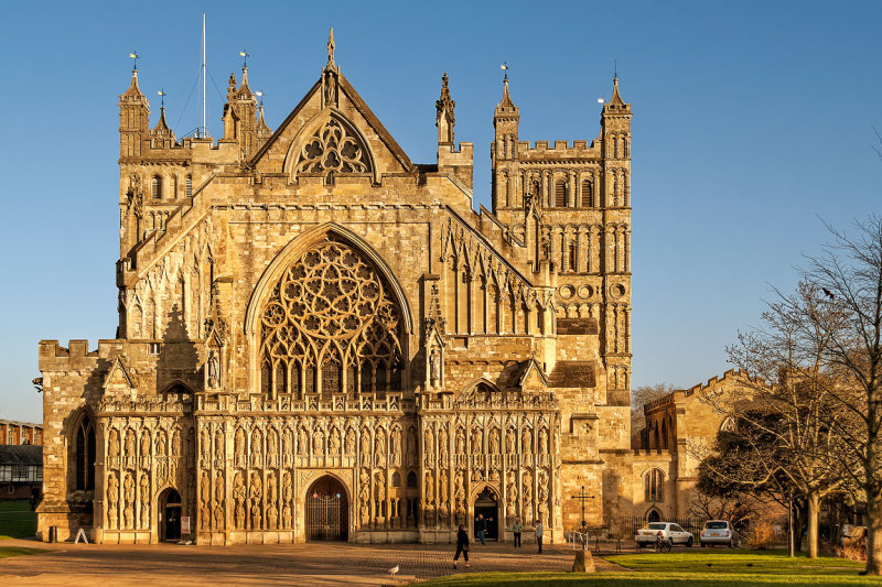 Cathedral front, Exeter, Devon