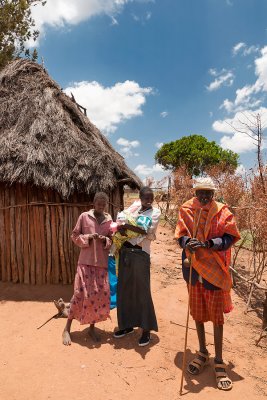Masai family and their home