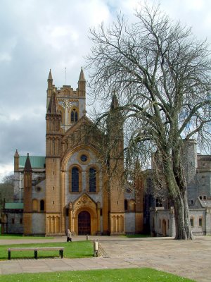 Buckfast Abbey ~ main door and tree