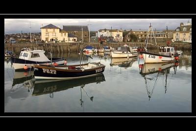 Perfect reflections, harbour end, West Bay, Dorset