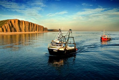 Two fishing boats, West Bay