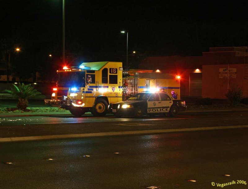 County Fire 16 woth LVMPD patrol sedan