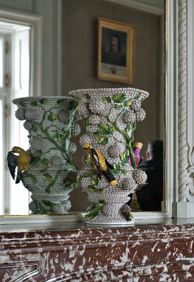 Vase and fireplace