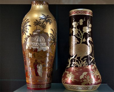 Vase, Oriental (1926); vase, aquatic bird (1927)