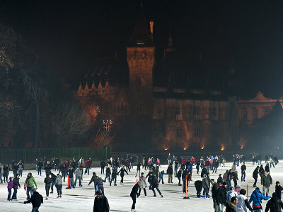 Ice skating in the moat