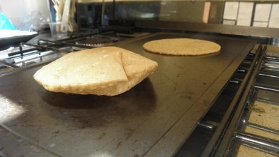 The tortillas puff up when cooked