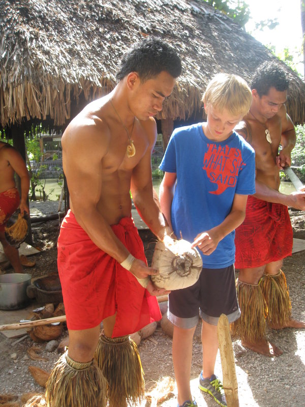Luke bought a coconut from a Samoan