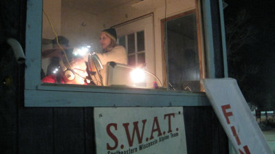 Diana and Jeff in the announcers booth