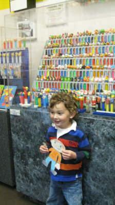 Adam and Flat Stanley visit the Pez museum