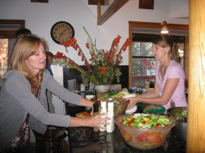 Barbara and Diana preparing dinner