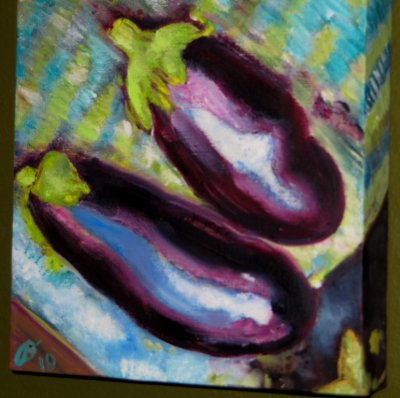Auberginer (olja p galleriduk 20x20)