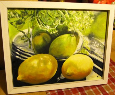 Citroner i skuggan (24x30 olja p duk)