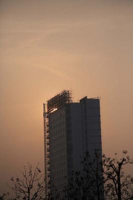 sunset & scaffolding