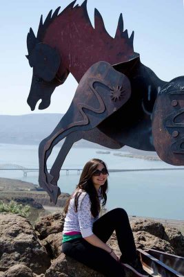Chloe at the sculpture