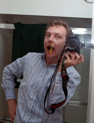 self portrait with worm in nose