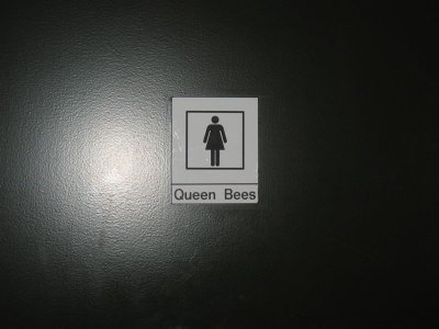 which means the ladies room is....