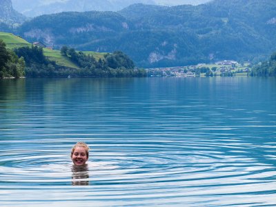 Swimming in the lake of Lungern