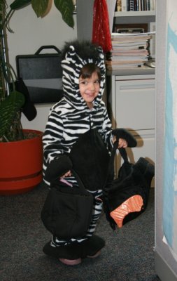 And Evie was a zebra (notice she has both goody bags)