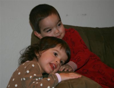 The twins giving each other hugs