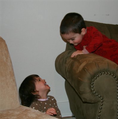 Playing peekaboo (& laughing like monkeys)