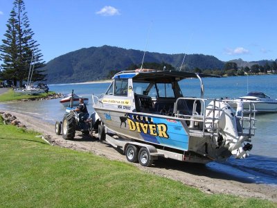 our dive boat in tairua