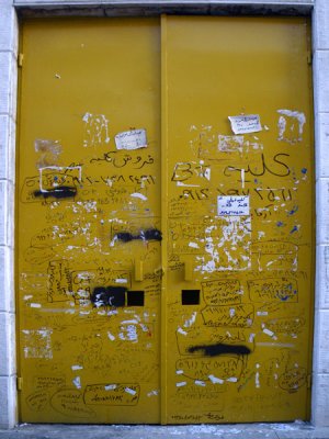 Large Yellow Metal Door