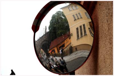 The Charles bridge reflected