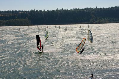  Columbia Wind Surfers enjoy a nice  Windy day in the Gorge
